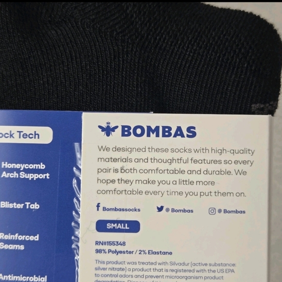Bombas Ankle Socks Small 6 Pair Womens Honeycomb Black/Grey BNWT - Picture 13 of 14
